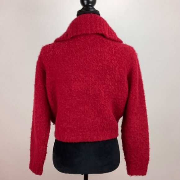 WILFRED GWYNETH RED ALPACA BLEND HALF ZIP SWEATER XXS - Picture 8 of 10